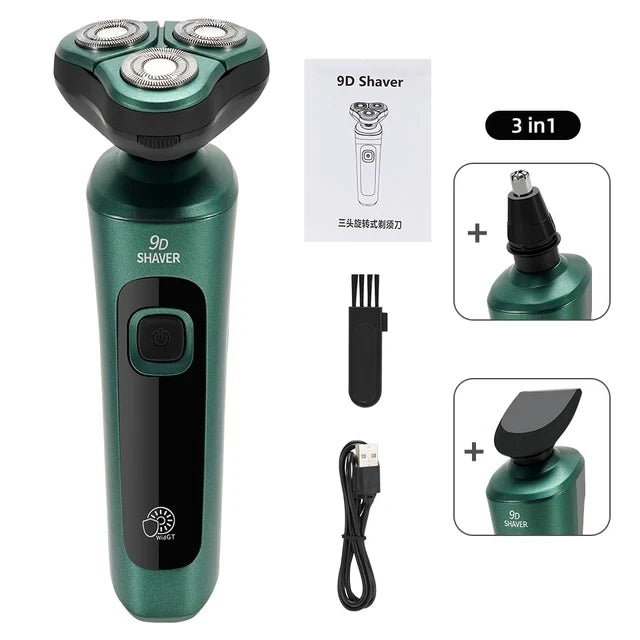 Smart 9D Electric Shaver — LCD Display, USB Rechargeable