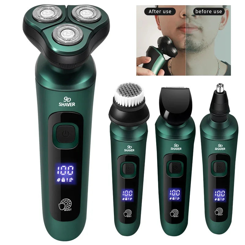 Smart 9D Electric Shaver — LCD Display, USB Rechargeable