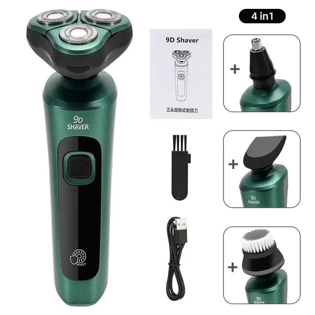 Smart 9D Electric Shaver — LCD Display, USB Rechargeable